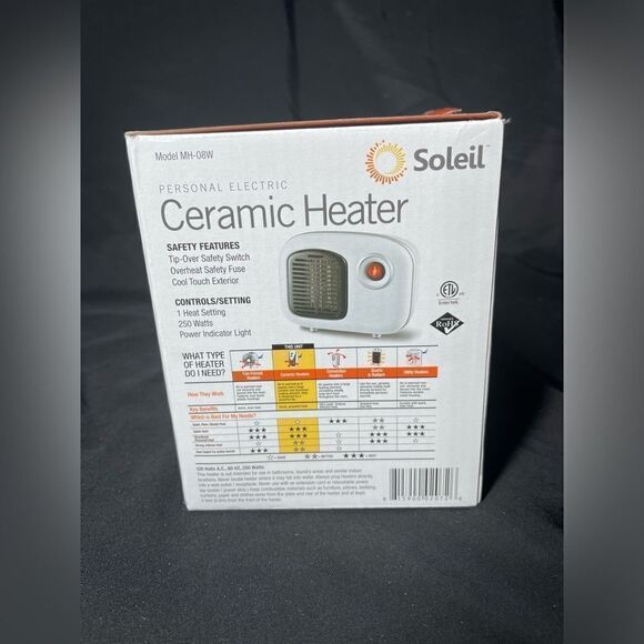 NEW Soleil MH-08W 250 Watts Personal Electric Ceramic Space Desktop Heat… - Picture 2 of 11